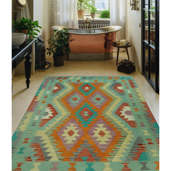 Isabelline Celese OneofaKind 4'9" X 6'6" 2022 Wool Area Rug Green